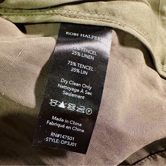 NWT Kobi Halperin ‘Starla’ Snap Up Jacket in Olive Green Linen-Blend Size XL - Picture 8 of 13